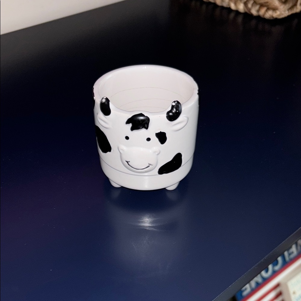 Cow-Themed Small Ceramic Planter